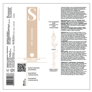 Shampoo label with text and branding on a white background