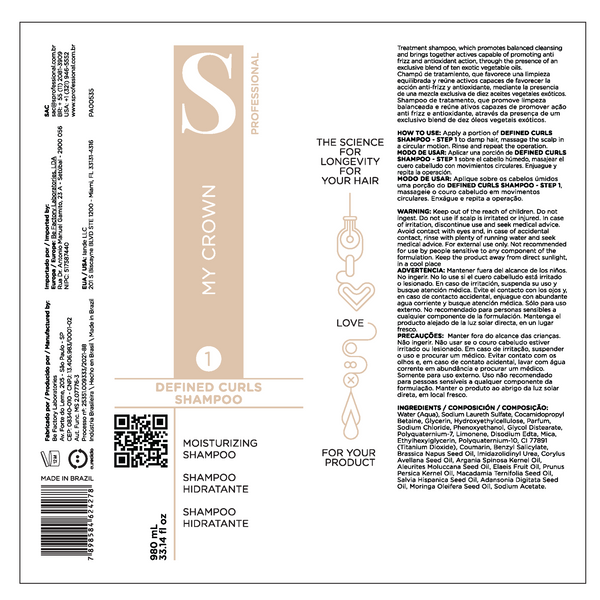 Shampoo label with text and branding on a white background